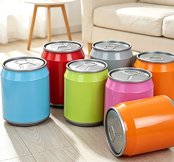 Creative Soda Can Shaped Mini Push-Button Trash Can | Fun Desktop Waste Bin with Silver Pop-Top Lid for Desk, Vanity, Office & Kids' Room | Vibrant Multi-Color Collection