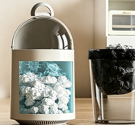 Premium Dome-Top Trash Can with Transparent Glossy Lid & Integrated Handle | Luxury Curved Waste Bin for Living Room, Bedroom & Modern Home Decor
