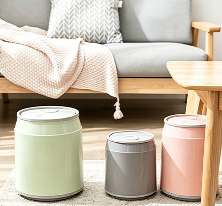 Creative Soda Can Shaped Mini Push-Button Trash Can | Fun Desktop Waste Bin with Silver Pop-Top Lid for Desk, Vanity, Office & Kids' Room | Vibrant Multi-Color Collection